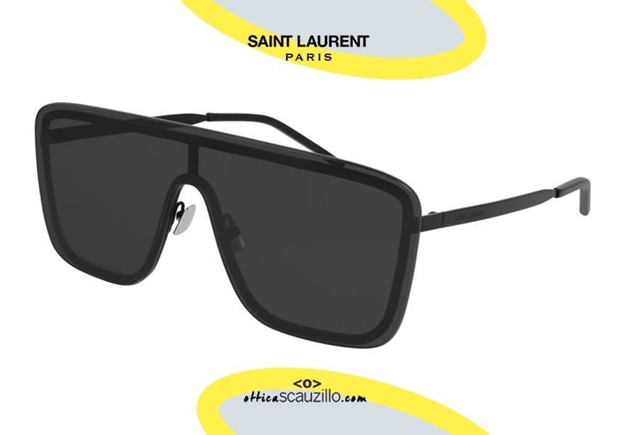 shop online New sunglasses Saint Laurent mask 364 col. 002 black on otticascauzillo.com acquisto online occhiale da sole a mascherina YSL saint laurent tutto lente 