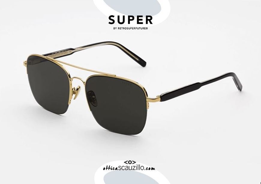 New RETRO SUPER FUTURE square aviator sunglasses Adamo black gold