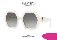 shop online Valentino oversized hexagonal sunglasses VA4053 col. 511811 white otticascauzillo acquisto online nuovo occhiale da sole Valentino oversize esagonale VA4053 col. 511811 bianco