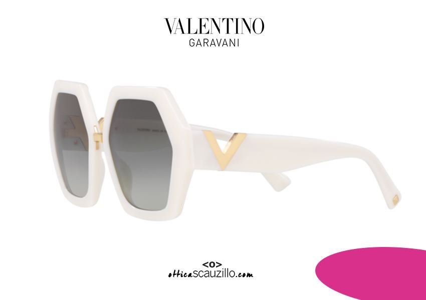 Valentino Oversized Hexagonal Sunglasses Va4053 Col 511811 White Occhiali Ottica Scauzillo 9281