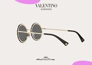 shop online New oversized round sunglasses Valentino VA2010 with pink rhinestones otticascauzillo acquisto online nuovo occhiale da sole in metallo tondo oversize Valentino VA2010 con strass rosa e lenti nere