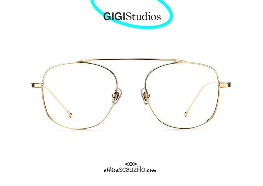 shop online GIGI STUDIOS Lab LIBERTY 75155 gold aviator beta titanium eyeglasses otticascauzillo acquisto online nuovo occhiale da vista in beta titanio oro forma aviator con unico ponte sopraelevato GIGI STUDIOS LIBERTY oro