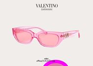 shop online New rectangular pink transparent sunglasses Valentino VA4080 col. 5162U9 otticascauzillo.com acquisto online nuovo occhiale da sole rettangolare rosa trasparente Valentino VA4080 col. 5162U9