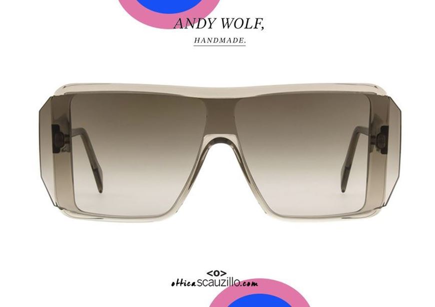 shop online New oversize square mask sunglasses Andy Wolf mod. BERTHE col.D brown otticascauzillo.com acquisto online nuovo occhiale da sole oversize  squadrato a mascherina Andy Wolf mod. BERTHE col.D marrone