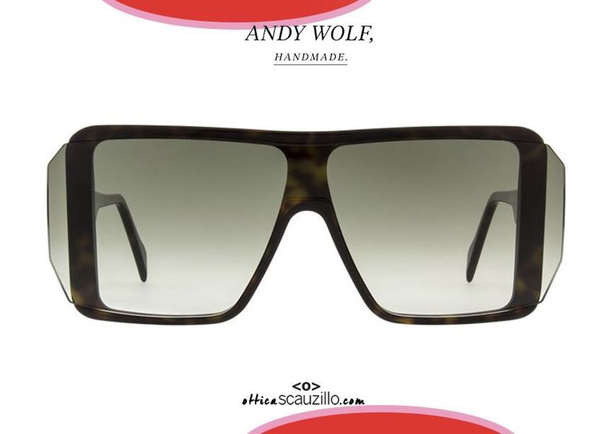 shop online New oversize square mask sunglasses Andy Wolf mod. BERTHE col.B brown havana otticascauzillo.com acquisto online nuovo occhiale da sole squadrato oversize a mascherina Andy Wolf mod. BERTHE col.B marrone havana