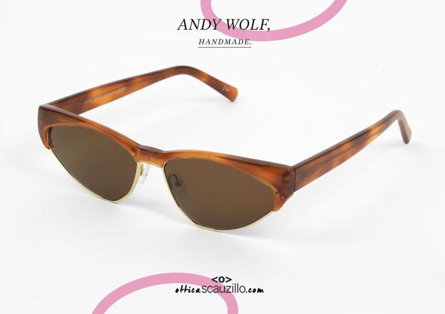 shop online New cat eye sunglasses Andy Wolf mod. VOLTA col.B brown otticascauzillo.com acquisto online nuovo occhiale da sole cat eye Andy Wolf mod. VOLTA col.B marrone