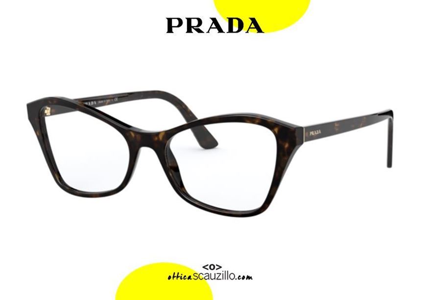 shop online New Prada 11XV butterfly eyeglasses col. 2AU1O1 havana brown on otticascauzillo acquisto online nuovo occhiale da vista a farfalla Prada 11XV col. 2AU1O1 marrone havana