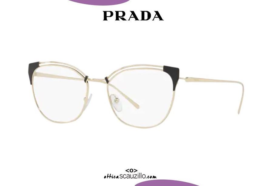 shop online New Prada 63UV butterfly metal eyeglasses col. YEE1O1 gray gold on otticascauzillo.com acquisto online Nuovo occhiale da vista metallo a farfalla Prada 63UV col. YEE1O1 oro grigio