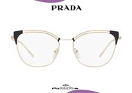 shop online New Prada 63UV butterfly metal eyeglasses col. YEE1O1 gray gold on otticascauzillo.com acquisto online Nuovo occhiale da vista metallo a farfalla Prada 63UV col. YEE1O1 oro grigio
