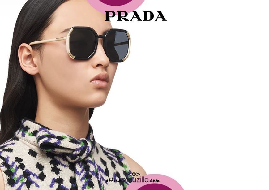 shop online Hexagonal sunglasses PRADA Decode SPR20X col. black otticascauzillo.com acquisto online nuovo Occhiale da sole esagonale oversize PRADA Decode SPR20X col. nero 