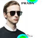 shop online New square sunglasses for men PRADA SPR59U col. black otticascauzillo acquisto online Nuovo occhiale da sole squadrato uomo PRADA SPR59U col. nero