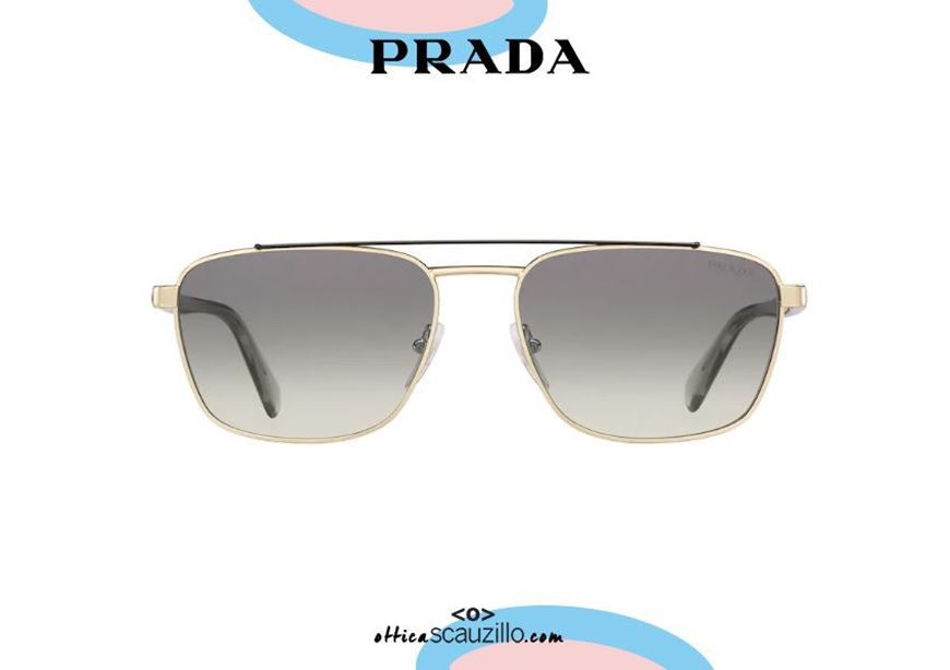 shop online New PRADA SPR61U double bridge metal sunglasses col. WCV130 pale gold otticascauzillo.com acquisto online Nuovo occhiale da sole metallo doppio ponte PRADA SPR61U col. WCV130 oro pallido