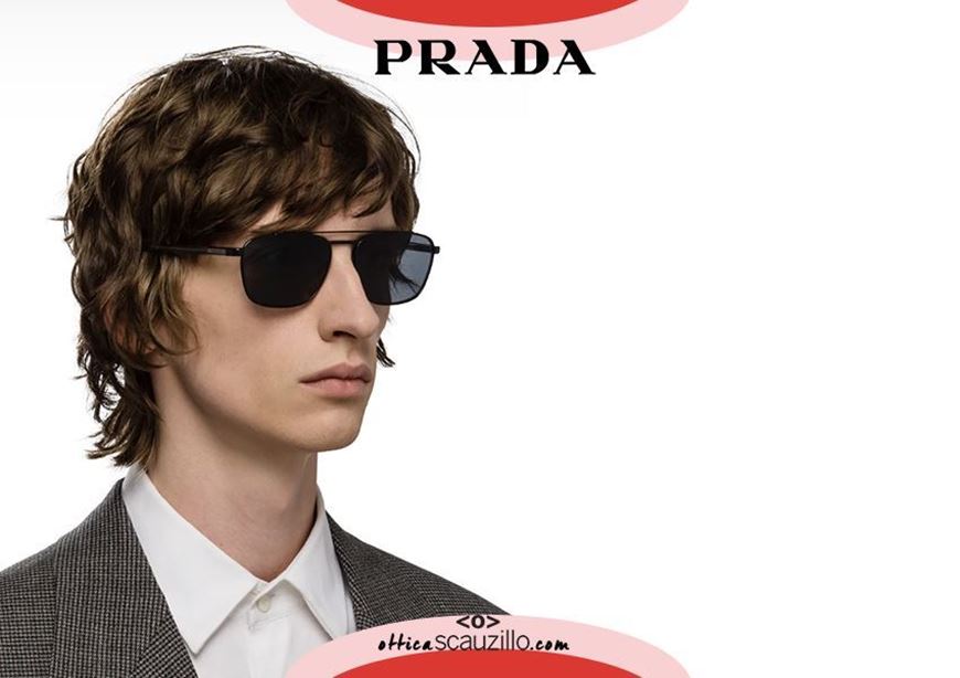 New PRADA SPR61U double bridge metal sunglasses col. 1AB5Z1 black |  Occhiali | Ottica Scauzillo