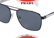 shop online New PRADA SPR61U double bridge metal sunglasses col. 1AB5Z1 black otticascauzillo.com acquisto online nuovo occhiale da sole metallo doppio ponte PRADA SPR61U col. 1AB5Z1 nero