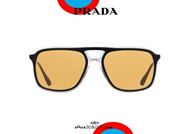 shop online New double bridge sunglasses PRADA SPR06V col. 2AF0B7 black and transparent on otticascauzillo.com acquisto online Nuovo occhiale da sole doppio ponte PRADA SPR06V col. 2AF0B7 nero e trasparente