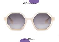 shop online New hexagonal sunglasses GIGI STUDIOS SHIRLEY 6455 white otticascauzillo.com acquisto online Nuovo occhiale da sole esagonale GIGI STUDIOS SHIRLEY 6455/8 bianco  