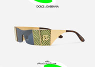 shop online New narrow rectangular mask sunglasses Dolce & Gabbana SicilianJungle VG2263 col. gold otticascauzillo.com acquisto online Nuovo occhiale da sole a mascherina rettangolare stretto Dolce&Gabbana SicilianJungle VG2263 col. oro