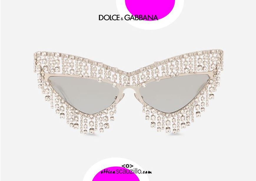 shop online New pointed crystals sunglasses catwalk Dolce&Gabbana Chrystal's Rain Silver otticascauzillo.com acquisto online Nuovo occhiale da sole cristalli a punta sfilata Dolce&Gabbana Chrystal's Rain Argento
