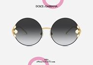 shop online New pearls round metal sunglasses Dolce&Gabbana VG2252 col. gold otticascauzillo.com Nuovo occhiale da sole rotondo metallo con perle Dolce&Gabbana VG2252 col. oro