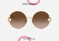 shop online New pearls round metal sunglasses Dolce&Gabbana VG2252 col. Brown otticascauzillo.com acquisto online Nuovo occhiale da sole rotondo metallo con perle Dolce&Gabbana VG2252 col. marrone