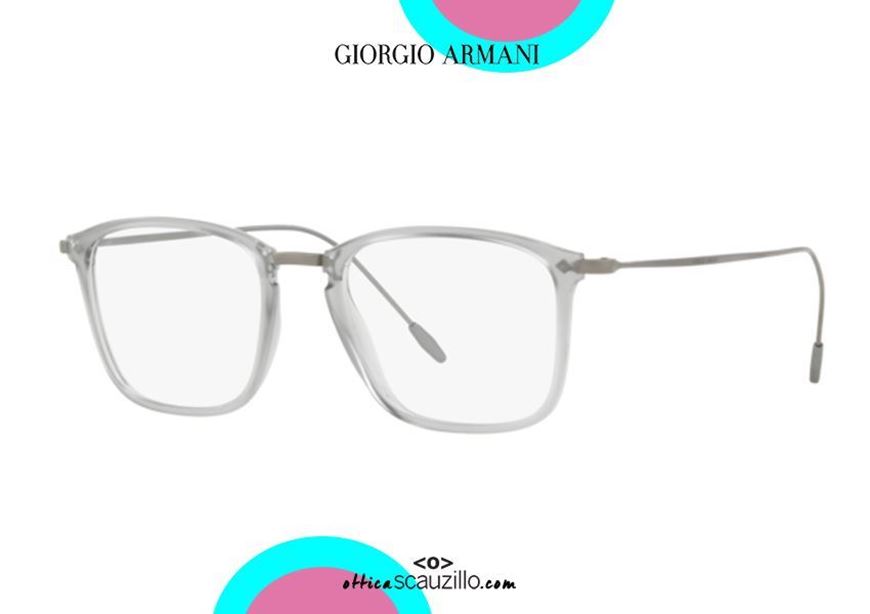 shop online New transparent rectangular GIORGIO ARMANI AR7147 5634 silver eyeglasses otticascauzillo.com acquisto online Nuovo occhiale da vista rettangolare trasparente GIORGIO ARMANI AR7147  5634 argento
