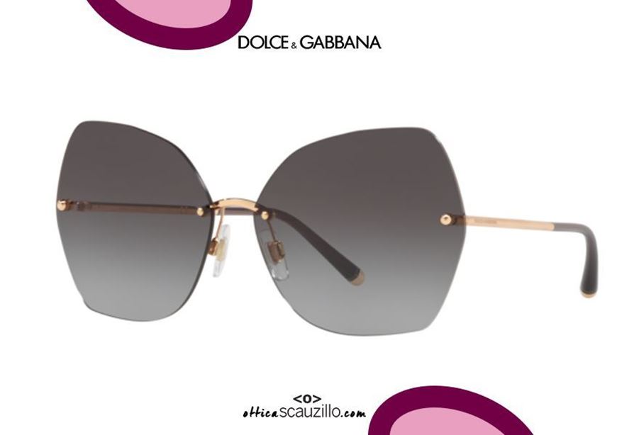 Dolce and Gabbana DG2204 oversized rimless sunglasses col. 12988G rose gold  | Occhiali | Ottica Scauzillo