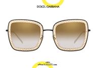 shop online Metal square sunglasses filigree Dolce & Gabbana DG2225 col. 0213 black and gold otticascauzillo.com acquisto online Occhiale da sole metallo quadrato con filigrana Dolce&Gabbana DG2225 col. 02/13 nero e oro