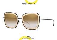 shop online Metal square sunglasses filigree Dolce & Gabbana DG2225 col. 0213 black and gold otticascauzillo.com acquisto online Occhiale da sole metallo quadrato con filigrana Dolce&Gabbana DG2225 col. 02/13 nero e oro