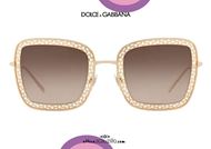 shop online Square metal sunglasses Dolce&Gabbana DG2225 filigree col. gold otticascauzillo.com acquisto online Occhiale da sole metallo quadrato con filigrana Dolce&Gabbana DG2225 col. oro