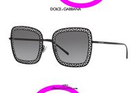 shop online Square metal sunglasses Dolce&Gabbana DG2225 filigree col. 018G black otticascauzillo.com acquisto online Occhiale da sole metallo quadrato con filigrana Dolce&Gabbana DG2225 col. 01/8G nero