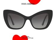 shop online Dolce&Gabbana pointy sunglasses cat eye heart logo DG4349 col. 501 black otticascauzillo.com acquisto online Occhiale da sole a punta cat eye logo con cuore DG4349 col. 501 nero