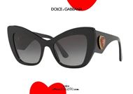 shop online Dolce&Gabbana pointy sunglasses cat eye heart logo DG4349 col. 501 black otticascauzillo.com acquisto online Occhiale da sole a punta cat eye logo con cuore DG4349 col. 501 nero