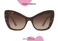 shop online Dolce&Gabbana pointy oversize sunglasses cat eye Heart logo DG4349 col. 320413 brown otticascauzillo.com acquisto online nuovo Occhiale da sole a punta cat eye spessorato con logo a cuore DG4349 col. 320413 marrone