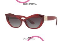 shop online Dolce&Gabbana narrow pointed 3D cat eye sunglasses DG6123 col. 15518G burgundy otticascauzillo.com acquisto online Occhiale da sole cat eye stretto a punta DG6123 col. 15518G bordeaux