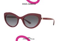shop online Narrow oval cat eye sunglasses Dolce&Gabbana DG6124 col. 15518G burgundy otticascauzillo.com acquisto online Occhiale da sole cat eye ovale stretto Dolce&Gabbana DG6124 col. 15518G bordeaux