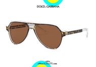 shop online Teardrop aviator sunglasses Dolce&Gabbana DG4355 col. 757 transparent brown otticascauzillo.com acquisto online Occhiale da sole a goccia aviator Dolce&Gabbana DG4355 col. 757 marrone trasparente