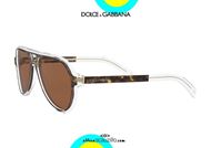 shop online Teardrop aviator sunglasses Dolce&Gabbana DG4355 col. 757 transparent brown otticascauzillo.com acquisto online Occhiale da sole a goccia aviator Dolce&Gabbana DG4355 col. 757 marrone trasparente