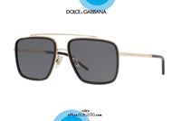 shop online Squared metal double bridge sunglasses Dolce&Gabbana DG2220 col. 0281 gold black otticascauzillo.com acquisto online Occhiale da sole squadrato metallo doppio ponte Dolce&Gabbana DG2220 col. 02/81 oro e nero