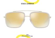 shop online Squared metal double bridge sunglasses Dolce&Gabbana DG2220 col. 488 gold otticascauzillo.com acquisto online Occhiale da sole squadrato metallo doppio ponte Dolce&Gabbana DG2220 col. 488/7P oro 