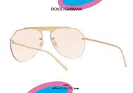 shop online Dolce&Gabbana DG2213 rimless teardrop aviator sunglasses col. 1330 rose gold otticascauzillo.com acquisto online Occhiale da sole aviator a goccia senza montatura Dolce&Gabbana DG2213 col. 1330 oro rosa