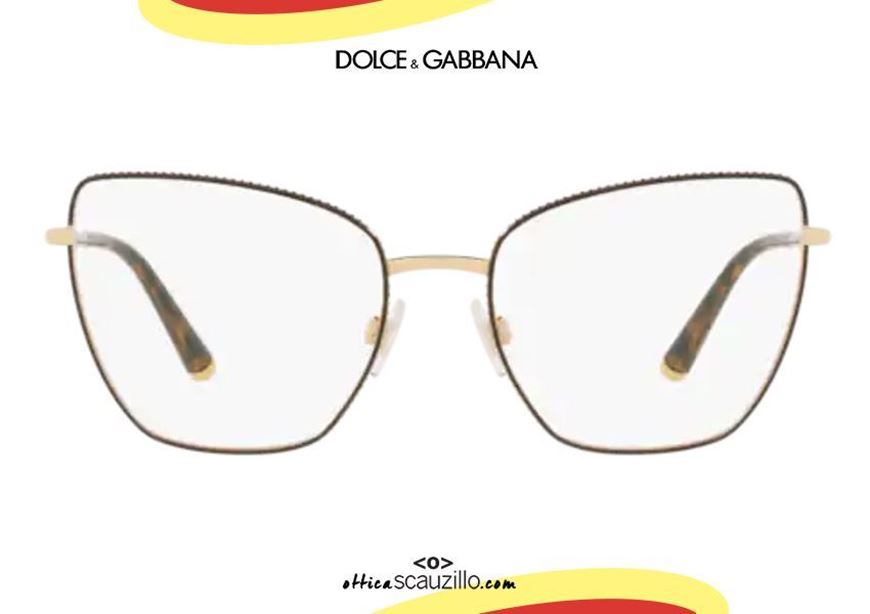 shop online Pointed metal cat eye Dolce&Gabbana DG1314 col. 1320 gold and brown otticascauzillo.com acquisto online Occhiale da vista metallo cat eye a punta Dolce&Gabbana DG1314 col. 1320 oro e marrone