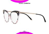 shop online oversize Pointed butterfly cat eye eyeglasses Dolce&Gabbana DG3291 col. 3173 print with roses otticascauzillo.com acquisto online  Occhiale da vista cat eye a punta Dolce&Gabbana DG3291 col. 3173 stampa con rose