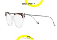 shop online Pointed cat eye eyeglasses Dolce&Gabbana DG3291 col. 757 brown and transparent otticascauzillo.com acquisto online Occhiale da vista oversize a farfalla cat eye a punta Dolce&Gabbana DG3291 col. 757 marrone e trasparente