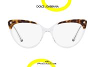 shop online Pointed cat eye eyeglasses Dolce&Gabbana DG3291 col. 757 brown and transparent otticascauzillo.com acquisto online Occhiale da vista oversize a farfalla cat eye a punta Dolce&Gabbana DG3291 col. 757 marrone e trasparente
