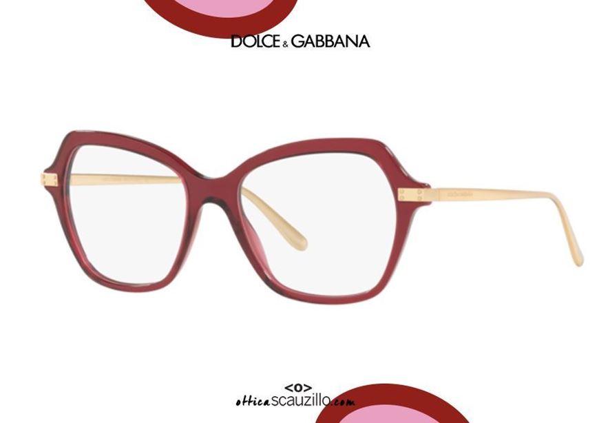 shop online Dolce&Gabbana DG3311 oversized square eyeglasses col. 3211 burgundy otticascauzillo.com acquisto online Occhiale da vista squadrato oversize Dolce&Gabbana DG3311 col. 3211 bordeaux e aste oro