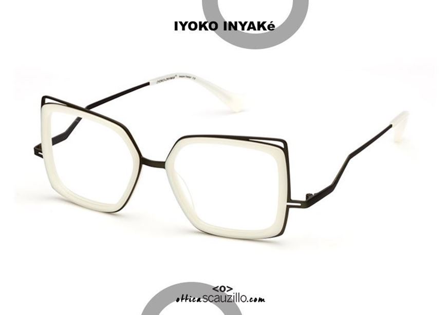 shop online Low rod metal eyeglasses IYOKO INYAKè IY874 col. black and white otticascauzillo acquisto online Occhiale da vista metallo con asta bassa IYOKO INYAKè IY874 col. bianco e nero