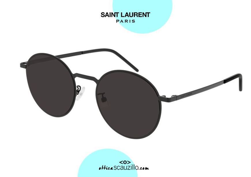 shop online New round flat metal sunglasses Saint Laurent SL250 col. 005 black acquisto online Nuovo occhiale da sole tondo metallo piatto Saint Laurent SL250 col.005 nero