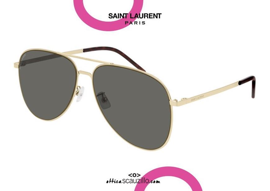shop online New oversized Aviator teardrop sunglasses Saint Laurent SL348 col. 004 gold otticascauzillo acquisto online Nuovo occhiale da sole a goccia aviator oversize Saint Laurent SL348 col.004 oro