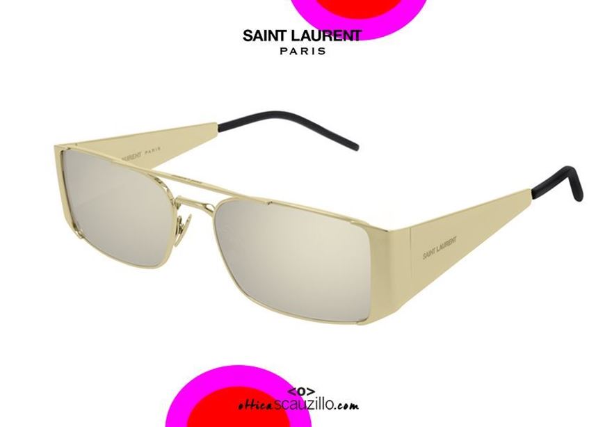 SAINT LAURENT: metal sunglasses - Gold