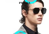 shop online New geometric aviator sunglasses PRADA SPR62X col. black and white otticascauzillo acquisto online Nuovo occhiale da sole aviator geometrico PRADA SPR62X col. nero e bianco